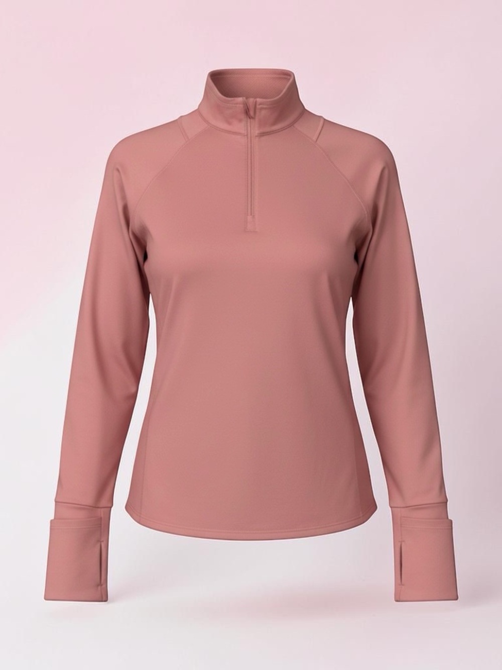 Athleta Dusty Rose Half-Zip Performance Pullover With Hand Cover Sleeves